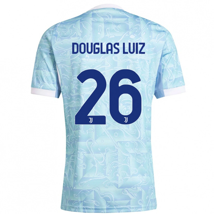 Danxen Femme Maillot Douglas Luiz #26 Bleu Ciel Jaune Tenues Extérieur 2025/26 T-Shirt