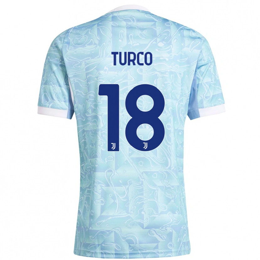 Danxen Femme Maillot Nicolo Turco #18 Bleu Ciel Jaune Tenues Extérieur 2025/26 T-Shirt