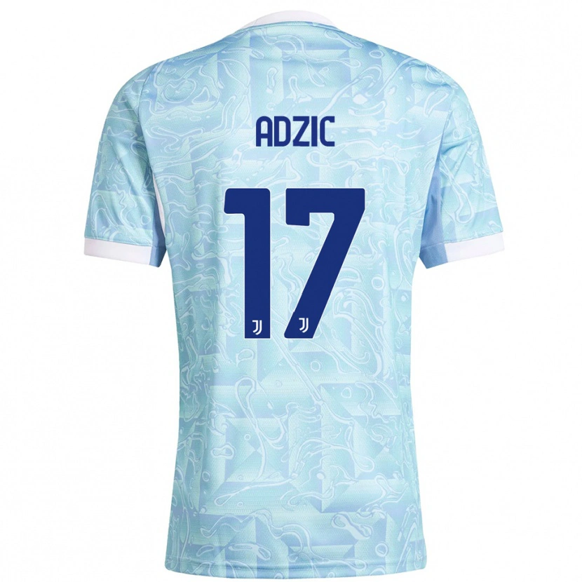 Danxen Femme Maillot Vasilije Adžić #17 Bleu Ciel Jaune Tenues Extérieur 2025/26 T-Shirt