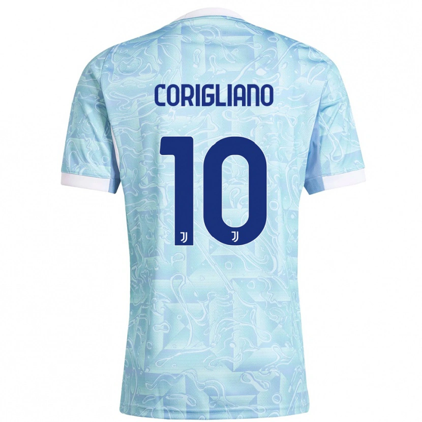Danxen Femme Maillot Thomas Corigliano #10 Bleu Ciel Jaune Tenues Extérieur 2025/26 T-Shirt