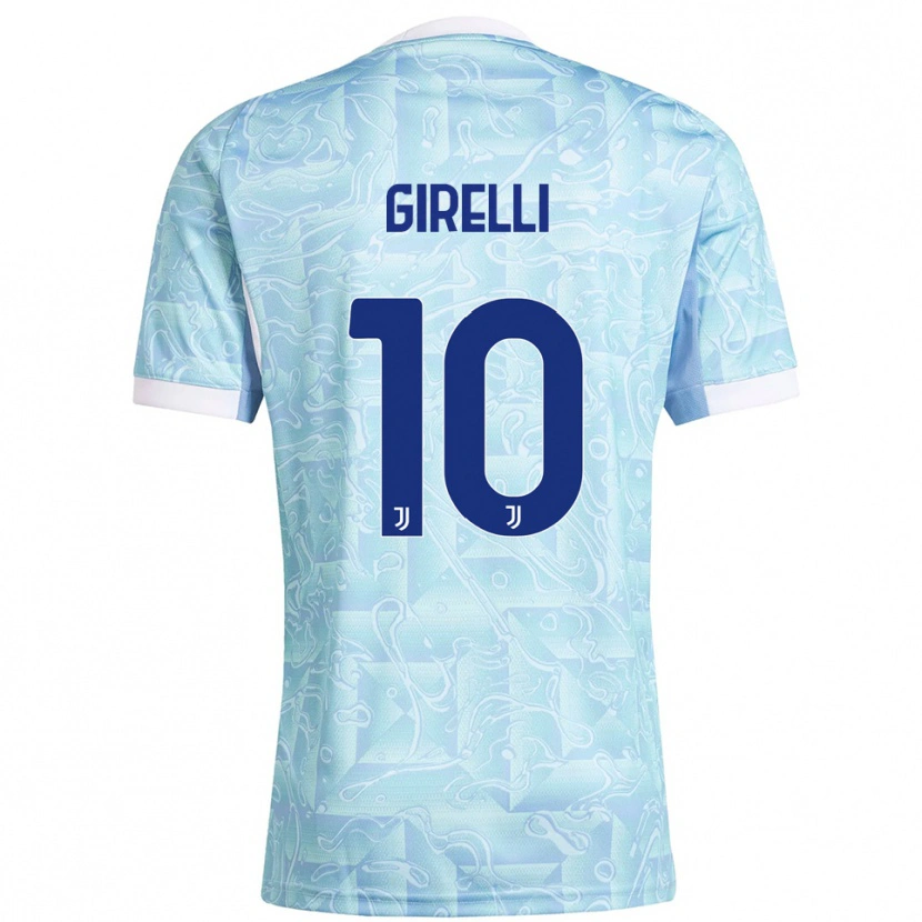 Danxen Femme Maillot Cristiana Girelli #10 Bleu Ciel Jaune Tenues Extérieur 2025/26 T-Shirt