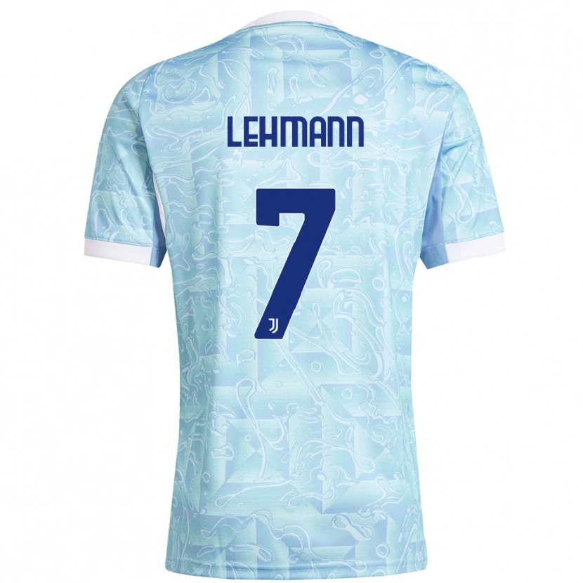 Danxen Femme Maillot Alisha Lehmann #7 Bleu Ciel Jaune Tenues Extérieur 2025/26 T-Shirt