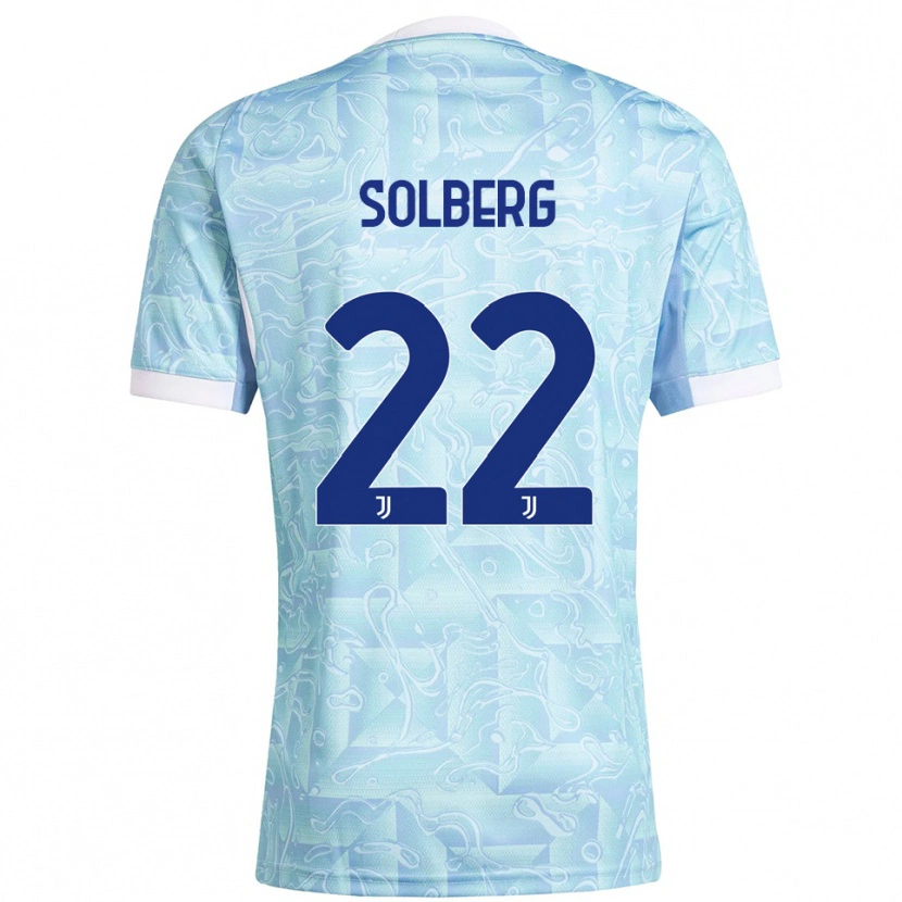 Danxen Femme Maillot Elias Solberg #22 Bleu Ciel Jaune Tenues Extérieur 2025/26 T-Shirt