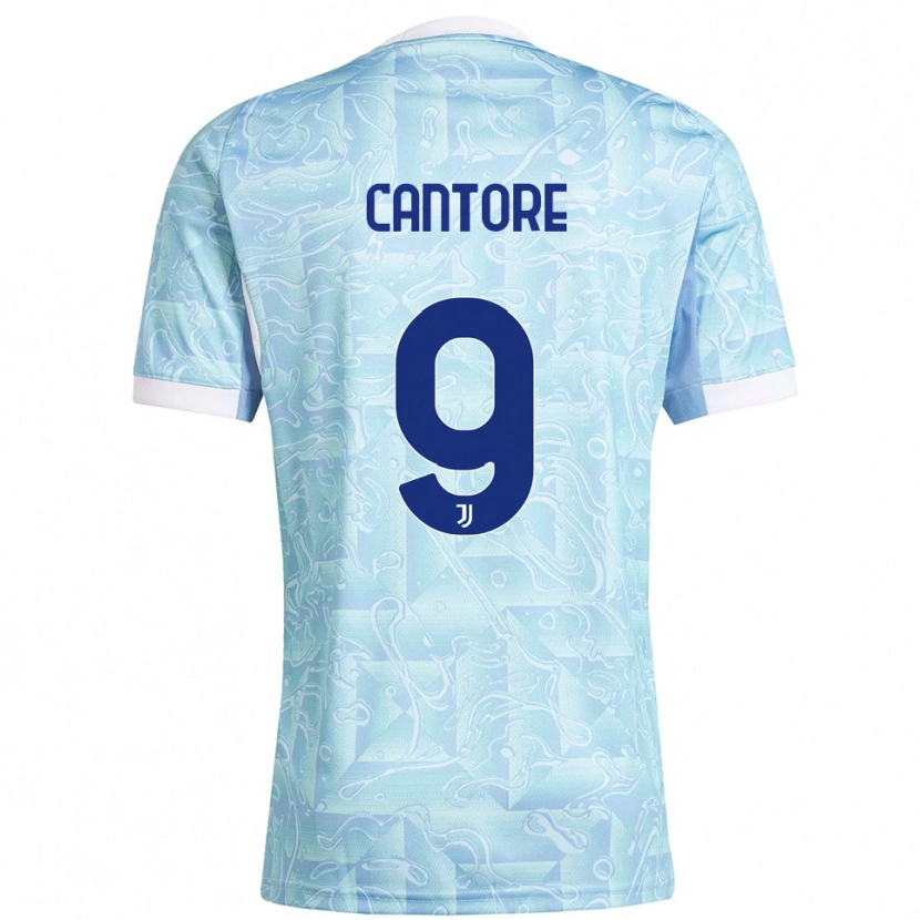 Danxen Femme Maillot Sofia Cantore #9 Bleu Ciel Jaune Tenues Extérieur 2025/26 T-Shirt