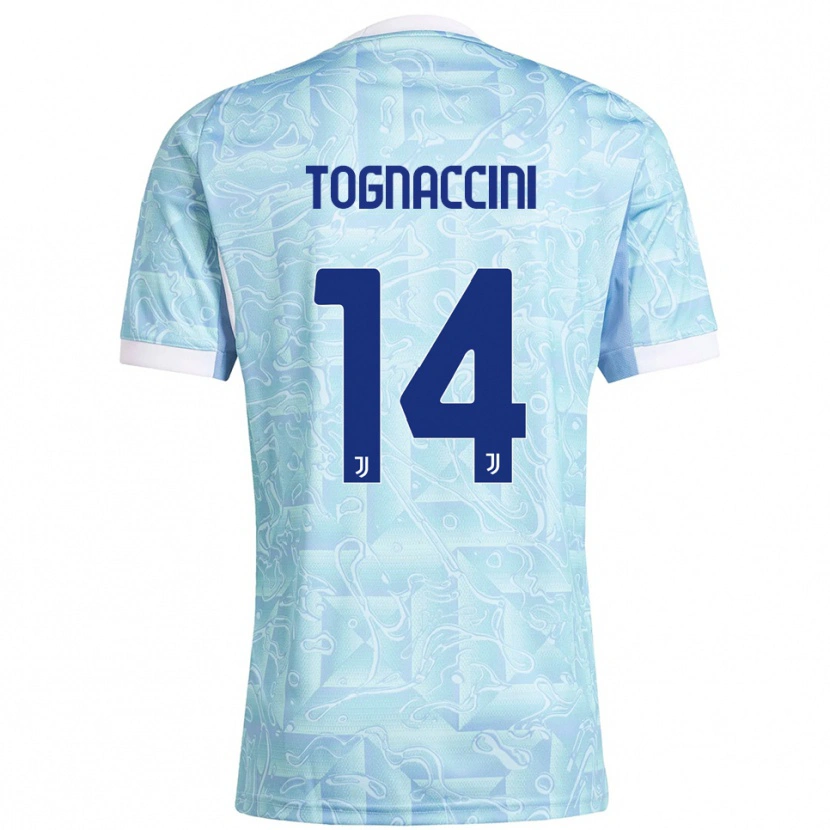 Danxen Femme Maillot Vittorio Tognaccini #14 Bleu Ciel Jaune Tenues Extérieur 2025/26 T-Shirt