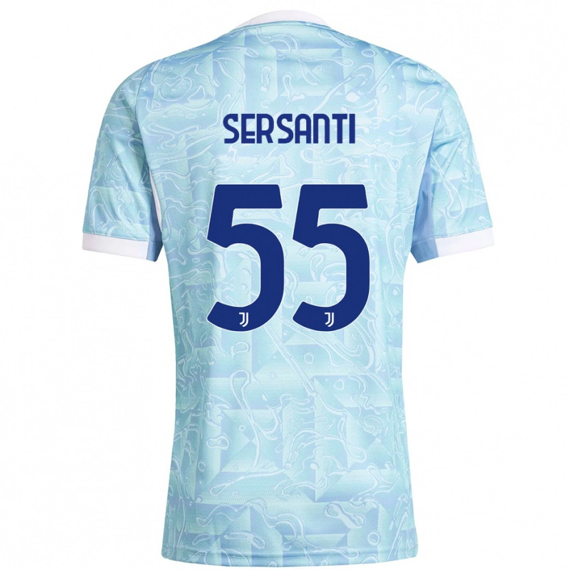 Danxen Femme Maillot Alessandro Sersanti #55 Bleu Ciel Jaune Tenues Extérieur 2025/26 T-Shirt