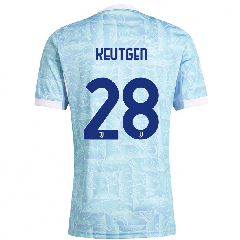 Danxen Femme Maillot Enzo Keutgen #28 Bleu Ciel Jaune Tenues Extérieur 2025/26 T-Shirt