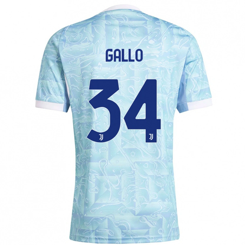 Danxen Femme Maillot Azzurra Gallo #34 Bleu Ciel Jaune Tenues Extérieur 2025/26 T-Shirt