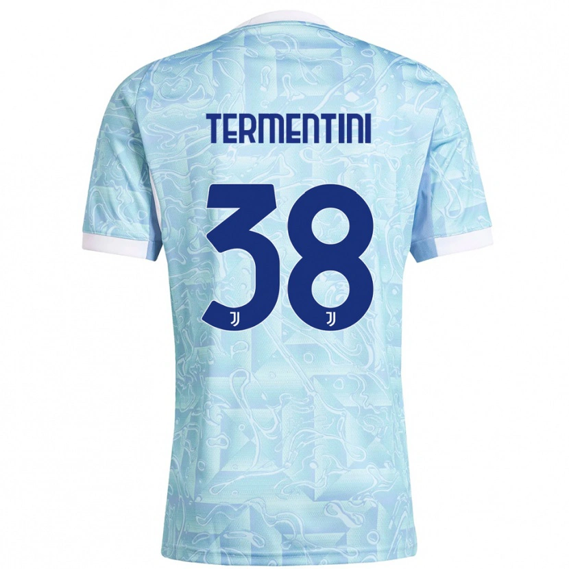 Danxen Femme Maillot Giorgia Termentini #38 Bleu Ciel Jaune Tenues Extérieur 2025/26 T-Shirt