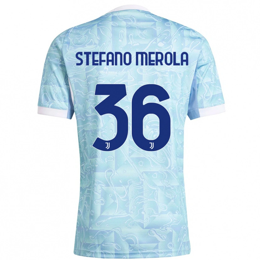 Danxen Femme Maillot Antonio Stefano Merola #36 Bleu Ciel Jaune Tenues Extérieur 2025/26 T-Shirt