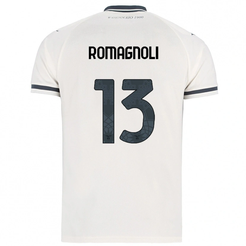 Danxen Femme Maillot Alessio Romagnoli #13 Blanc Marine Tenues Extérieur 2025/26 T-Shirt