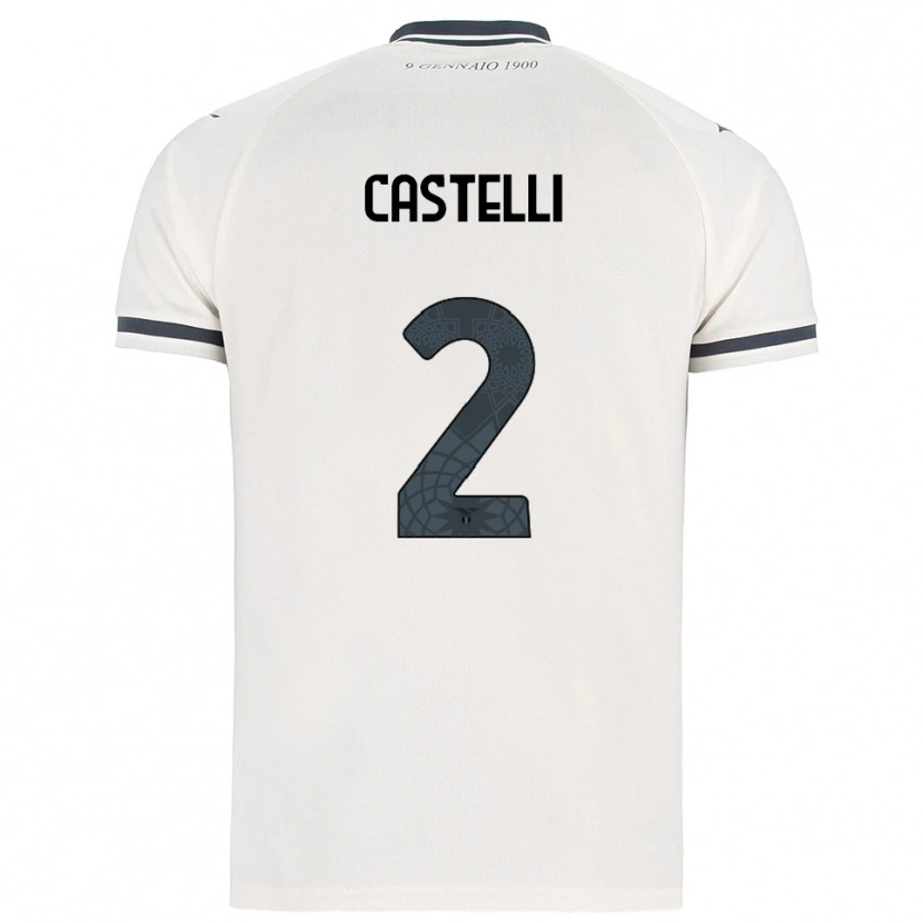 Danxen Femme Maillot Valerio Castelli #2 Blanc Marine Tenues Extérieur 2025/26 T-Shirt