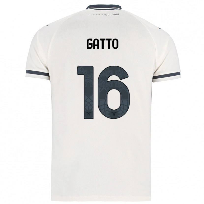 Danxen Femme Maillot Francesco Gatto #16 Blanc Marine Tenues Extérieur 2025/26 T-Shirt