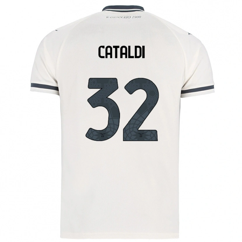 Danxen Femme Maillot Danilo Cataldi #32 Blanc Marine Tenues Extérieur 2025/26 T-Shirt