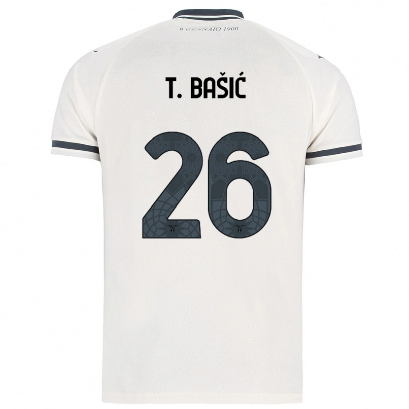 Danxen Femme Maillot Toma Bašić #26 Blanc Marine Tenues Extérieur 2025/26 T-Shirt