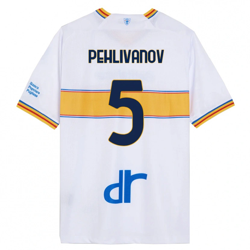 Danxen Femme Maillot Cristian Pehlivanov #5 Blanc Jaune Tenues Extérieur 2025/26 T-Shirt