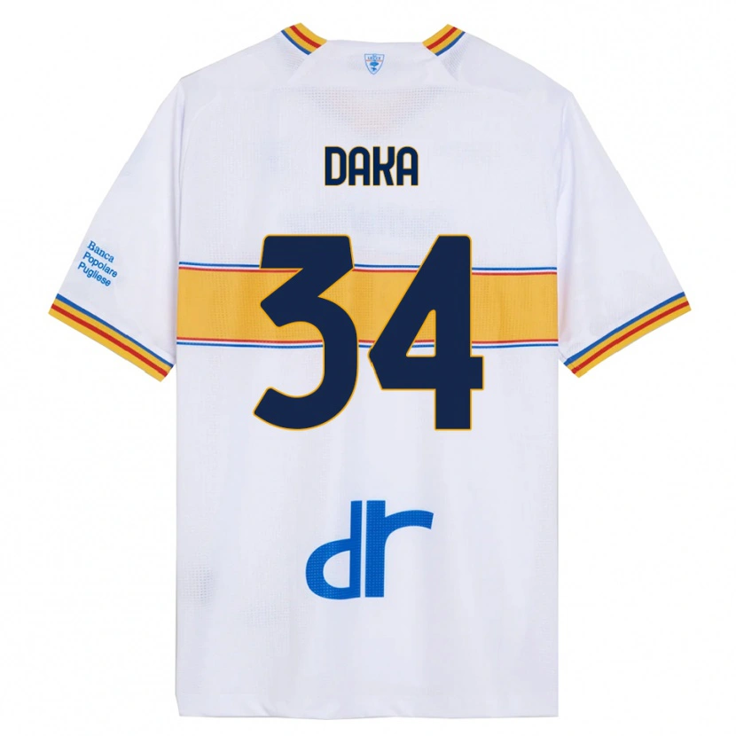 Danxen Femme Maillot Dario Daka #34 Blanc Jaune Tenues Extérieur 2025/26 T-Shirt