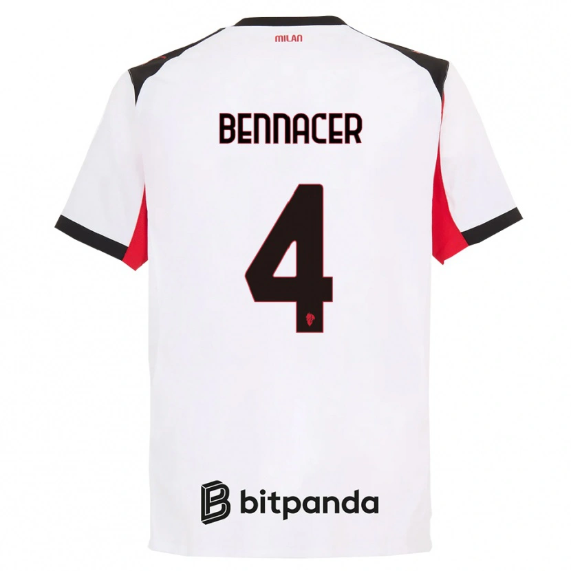 Danxen Femme Maillot Ismaël Bennacer #4 Blanc Noir Tenues Extérieur 2025/26 T-Shirt