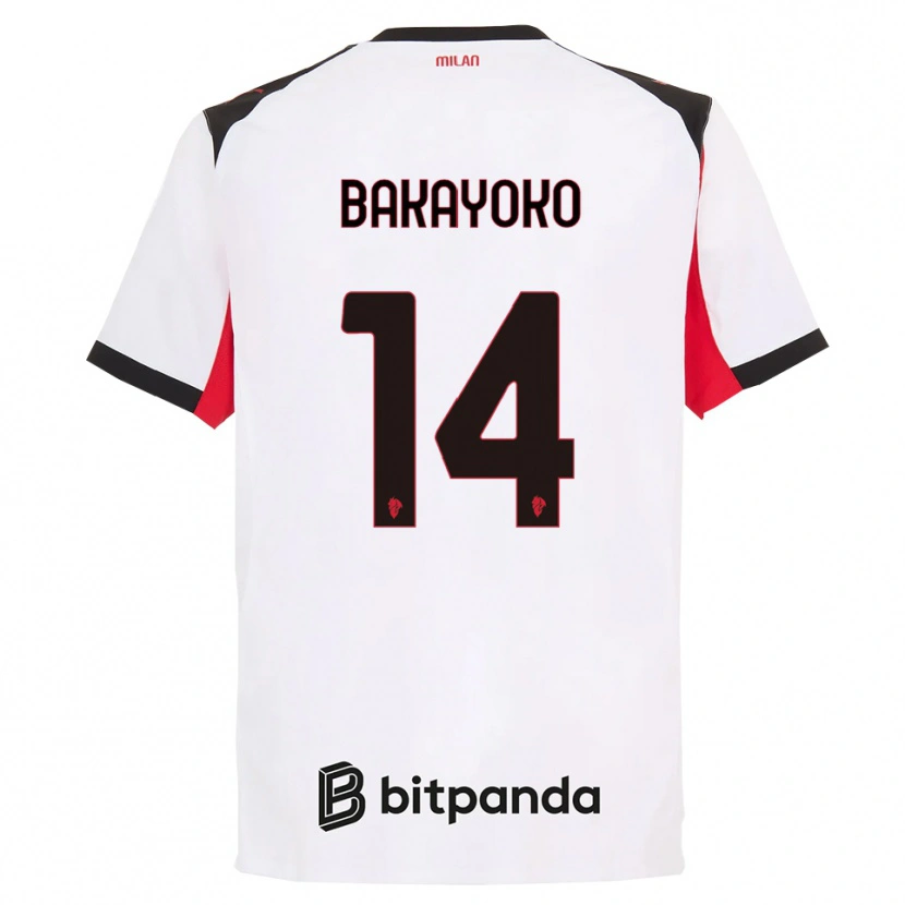 Danxen Femme Maillot Tiemoue Bakayoko #14 Blanc Noir Tenues Extérieur 2025/26 T-Shirt