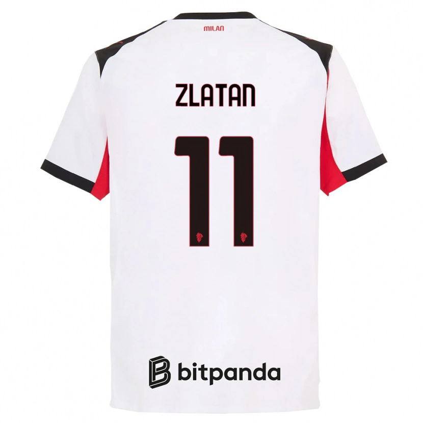 Danxen Femme Maillot Zlatan Ibrahimovic #11 Blanc Noir Tenues Extérieur 2025/26 T-Shirt
