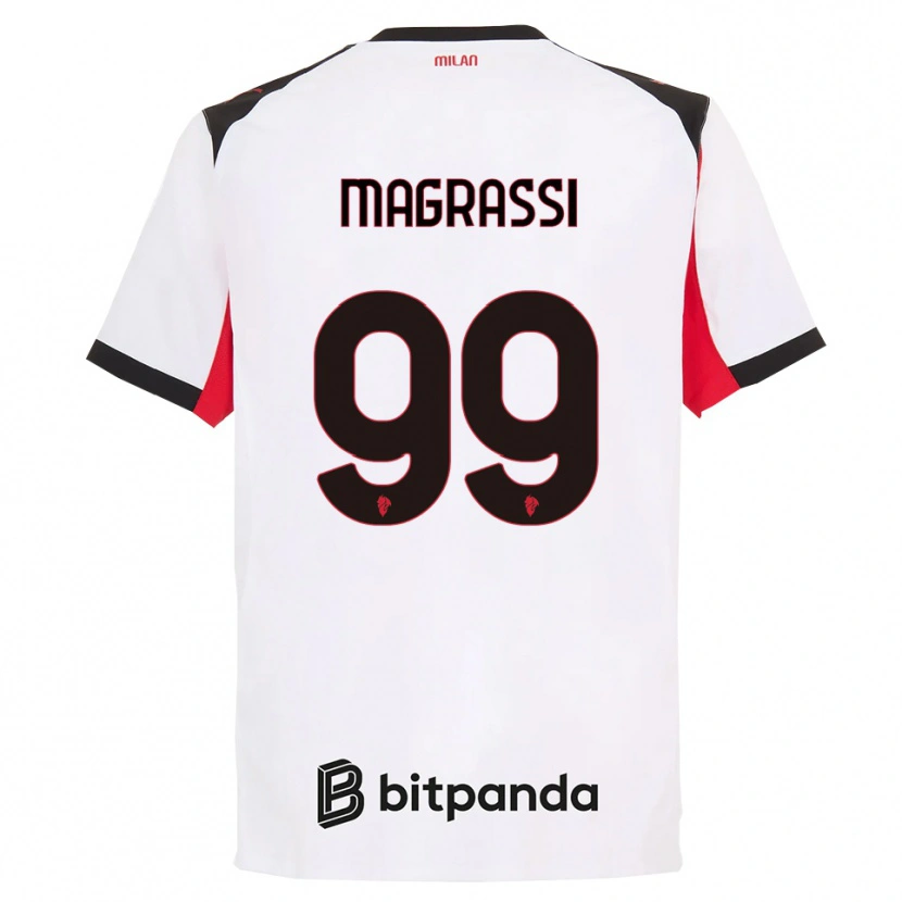 Danxen Femme Maillot Andrea Magrassi #99 Blanc Noir Tenues Extérieur 2025/26 T-Shirt