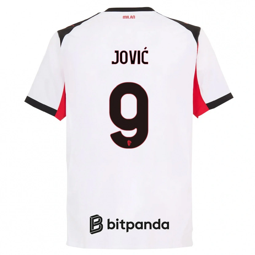 Danxen Femme Maillot Luka Jovic #9 Blanc Noir Tenues Extérieur 2025/26 T-Shirt