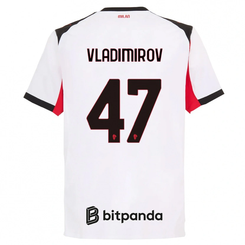 Danxen Femme Maillot Valeri Vladimirov #47 Blanc Noir Tenues Extérieur 2025/26 T-Shirt