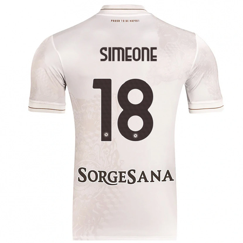 Danxen Femme Maillot Giovanni Simeone #18 Champagne Marron Tenues Extérieur 2025/26 T-Shirt