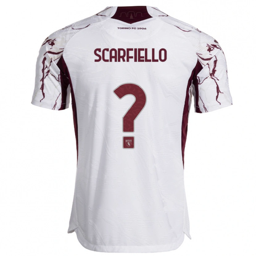 Danxen Femme Maillot Luca Scarfiello #0 Blanc Bourgogne Tenues Extérieur 2025/26 T-Shirt