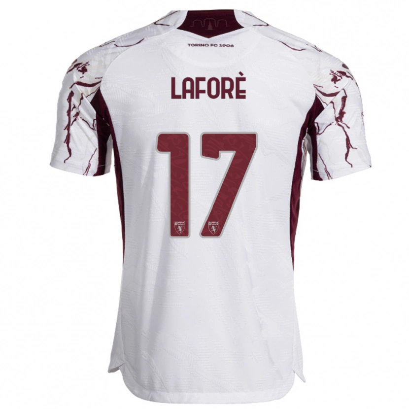 Danxen Femme Maillot Bladis Laforè #17 Blanc Bourgogne Tenues Extérieur 2025/26 T-Shirt