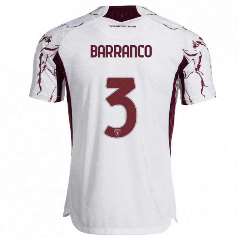 Danxen Femme Maillot Gioacchino Barranco #3 Blanc Bourgogne Tenues Extérieur 2025/26 T-Shirt