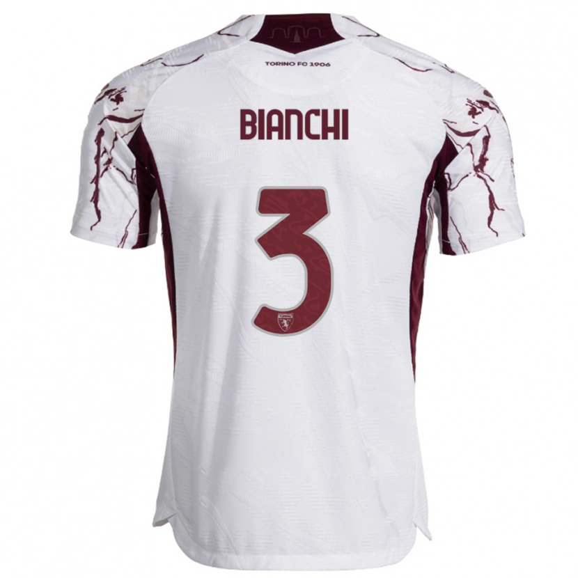 Danxen Femme Maillot Riccardo Bianchi #3 Blanc Bourgogne Tenues Extérieur 2025/26 T-Shirt