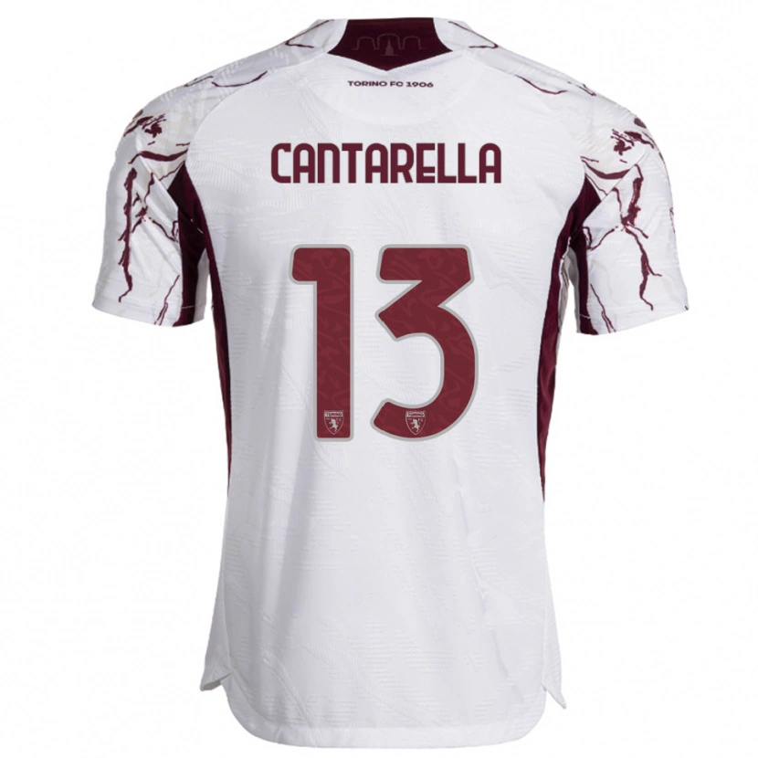 Danxen Femme Maillot Luca Cantarella #13 Blanc Bourgogne Tenues Extérieur 2025/26 T-Shirt