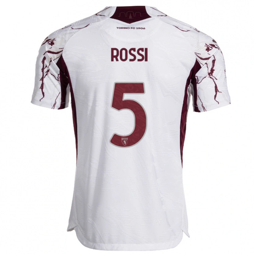 Danxen Femme Maillot Simone Rossi #5 Blanc Bourgogne Tenues Extérieur 2025/26 T-Shirt