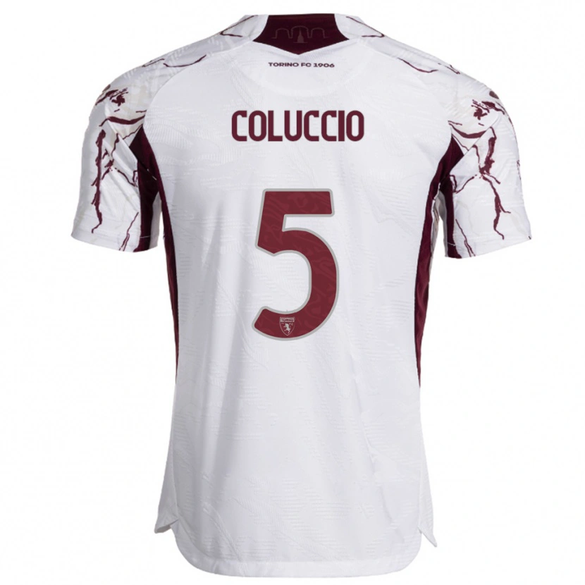 Danxen Femme Maillot Francesca Coluccio #5 Blanc Bourgogne Tenues Extérieur 2025/26 T-Shirt