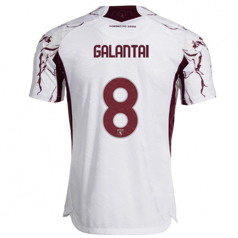 Danxen Femme Maillot Tamás Galántai #8 Blanc Bourgogne Tenues Extérieur 2025/26 T-Shirt