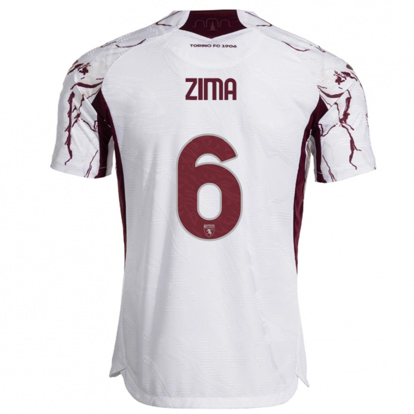 Danxen Femme Maillot David Zima #6 Blanc Bourgogne Tenues Extérieur 2025/26 T-Shirt