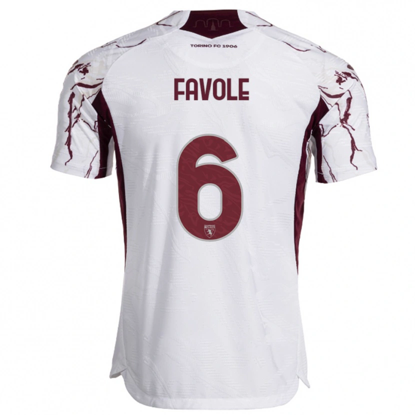 Danxen Femme Maillot Stefania Favole #6 Blanc Bourgogne Tenues Extérieur 2025/26 T-Shirt