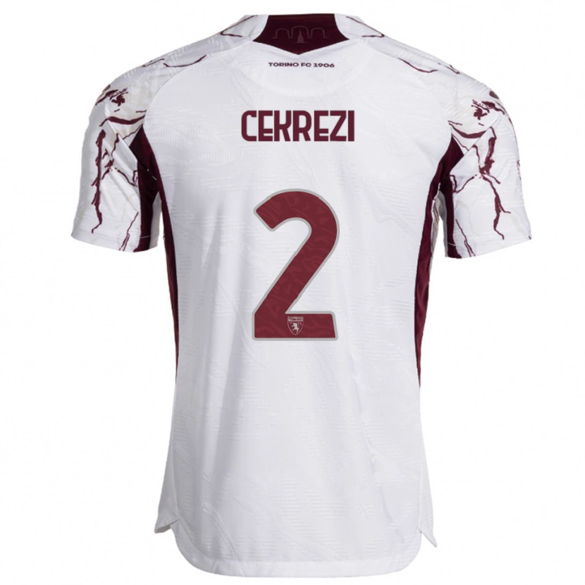 Danxen Femme Maillot Lucas Cekrezi #2 Blanc Bourgogne Tenues Extérieur 2025/26 T-Shirt