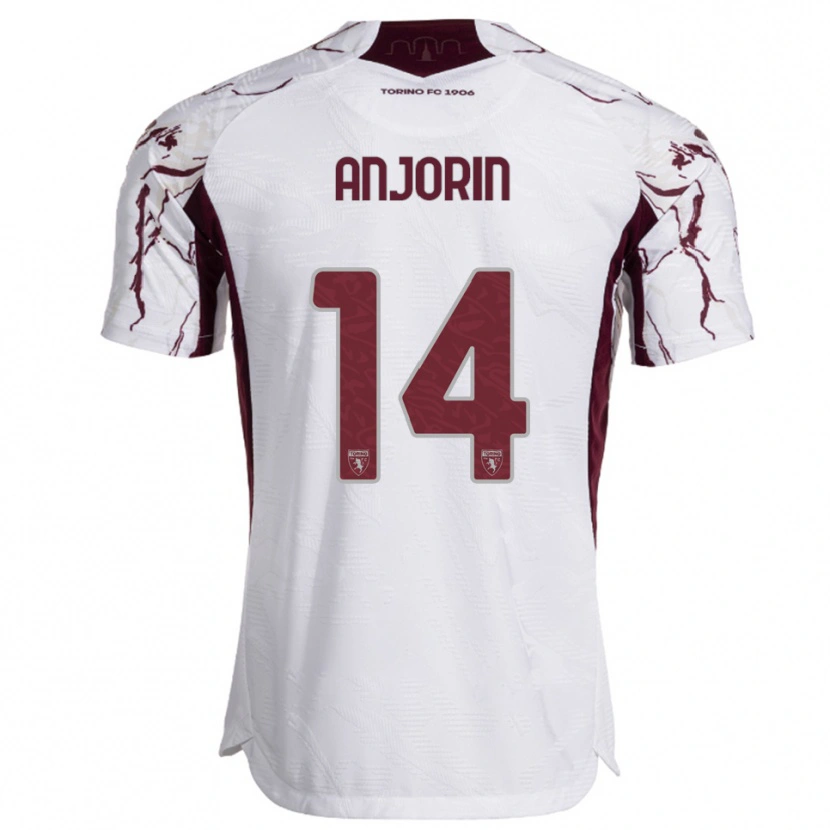 Danxen Femme Maillot Tino Anjorin #14 Blanc Bourgogne Tenues Extérieur 2025/26 T-Shirt