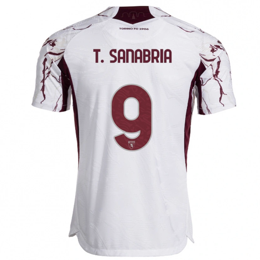 Danxen Femme Maillot Antonio Sanabria #9 Blanc Bourgogne Tenues Extérieur 2025/26 T-Shirt
