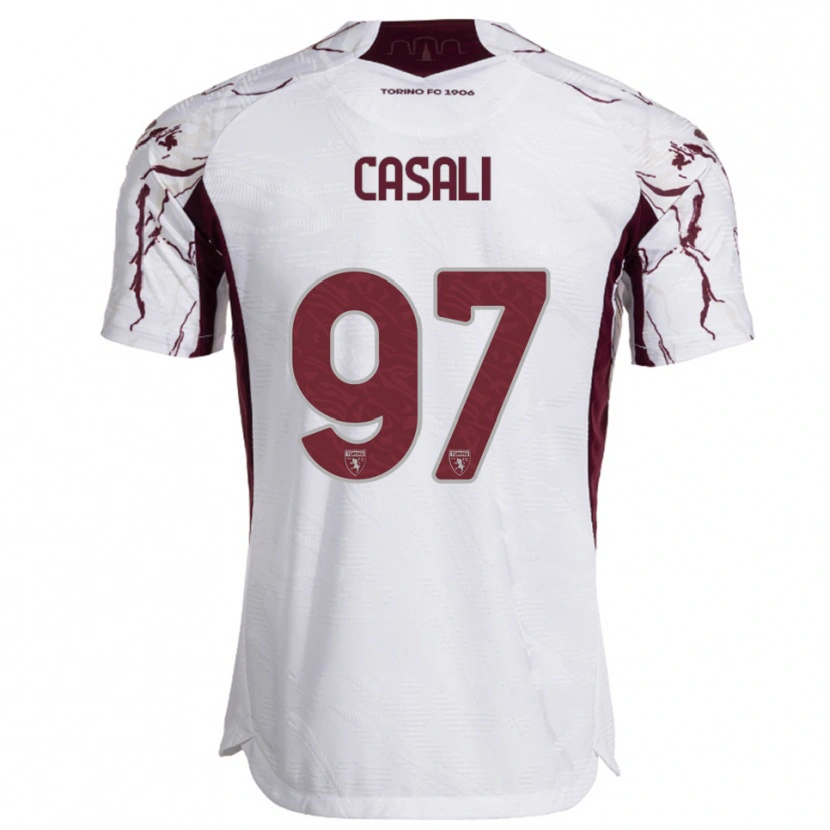 Danxen Femme Maillot Michele Casali #97 Blanc Bourgogne Tenues Extérieur 2025/26 T-Shirt