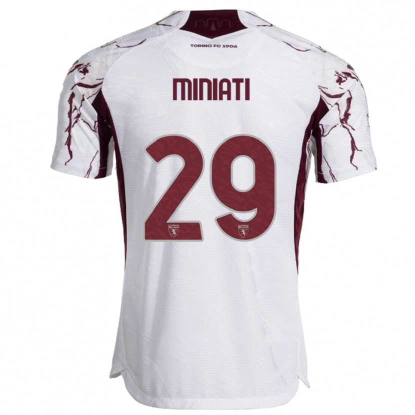 Danxen Femme Maillot Elisa Miniati #29 Blanc Bourgogne Tenues Extérieur 2025/26 T-Shirt