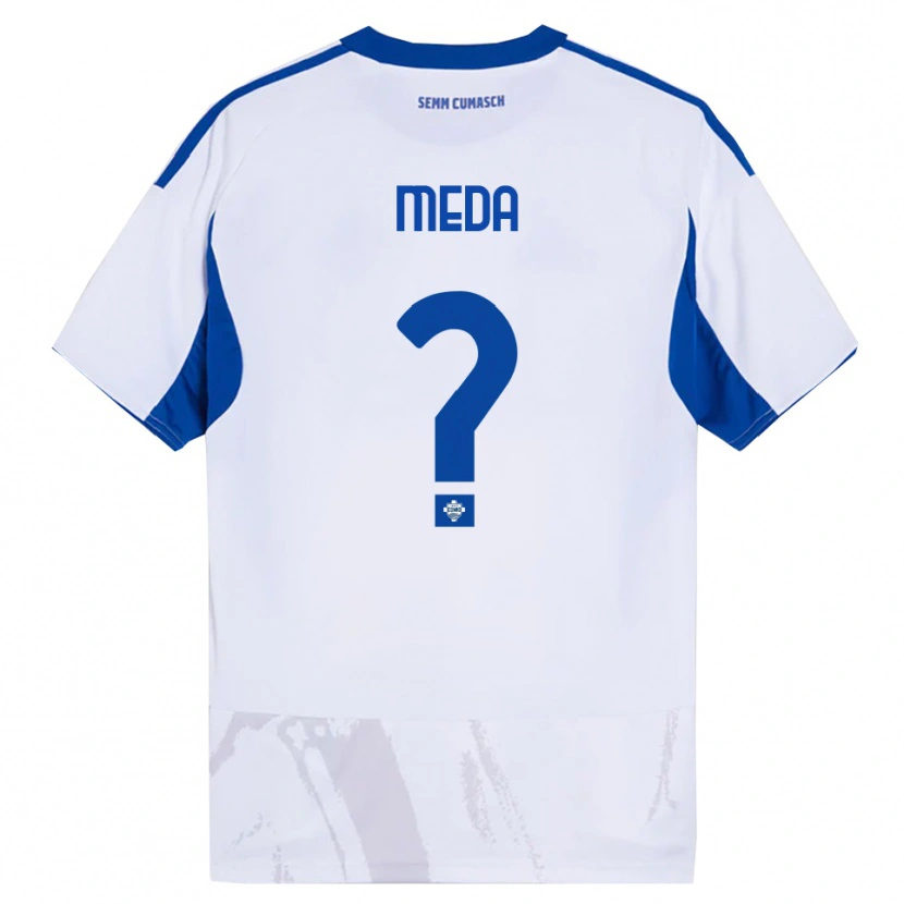 Danxen Femme Maillot Tommaso Meda #0 Blanc Bleu Tenues Extérieur 2025/26 T-Shirt
