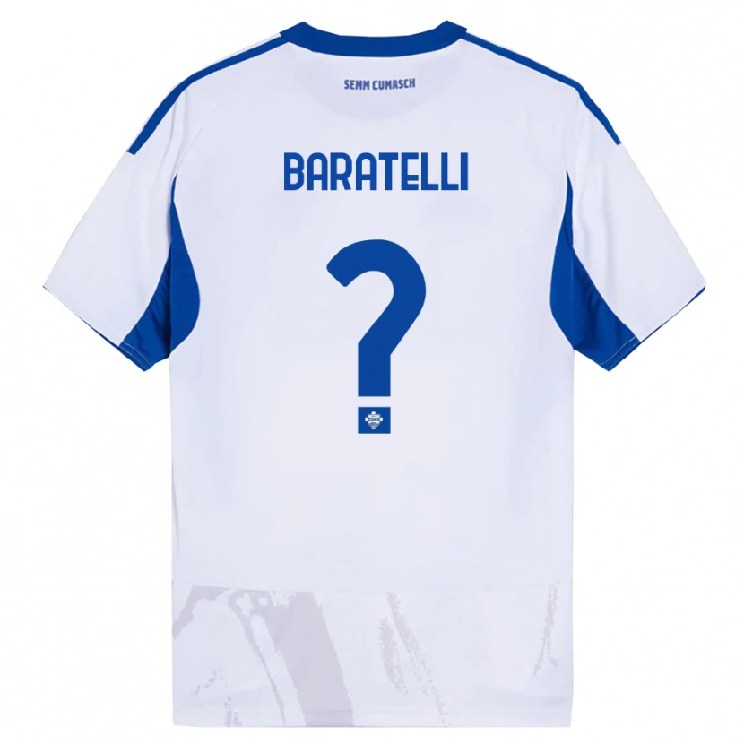Danxen Femme Maillot Mattia Baratelli #0 Blanc Bleu Tenues Extérieur 2025/26 T-Shirt