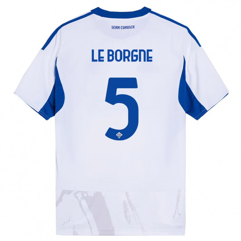Danxen Femme Maillot Andréa Le Borgne #5 Blanc Bleu Tenues Extérieur 2025/26 T-Shirt
