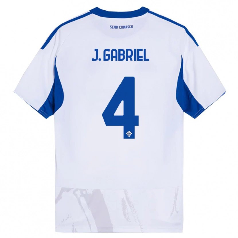 Danxen Femme Maillot João Gabriel #4 Blanc Bleu Tenues Extérieur 2025/26 T-Shirt
