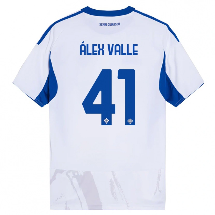 Danxen Femme Maillot Álex Valle #41 Blanc Bleu Tenues Extérieur 2025/26 T-Shirt