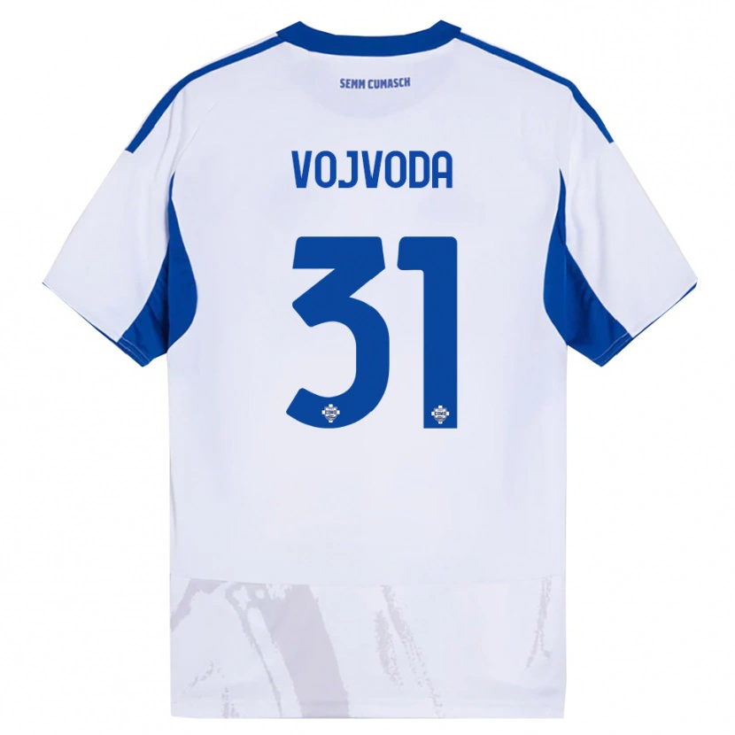 Danxen Femme Maillot Mërgim Vojvoda #31 Blanc Bleu Tenues Extérieur 2025/26 T-Shirt