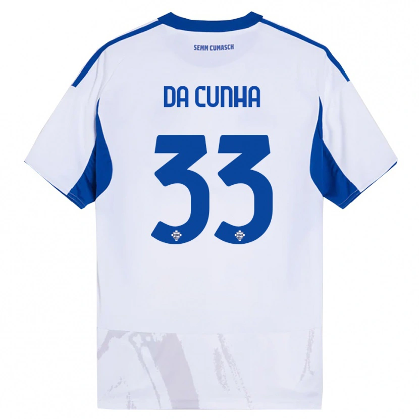 Danxen Femme Maillot Lucas Da Cunha #33 Blanc Bleu Tenues Extérieur 2025/26 T-Shirt
